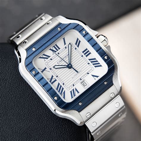 santos de cartier mens|cartier santos blue bezel.